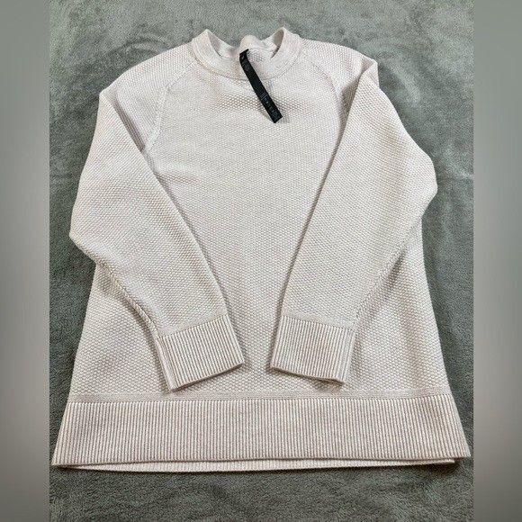 Flaw Lululemon Sweater Womens XS Cream Crew Neck Textured Cotton Blend Pullover - Picture 7 of 11